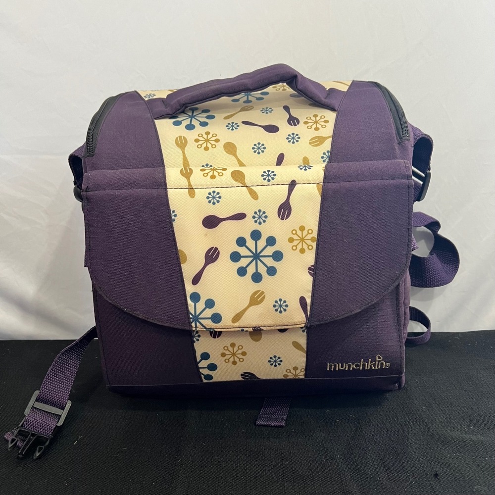 Munchkin Travel Booster Seat Purple Portable High Chair with Storage Compartment